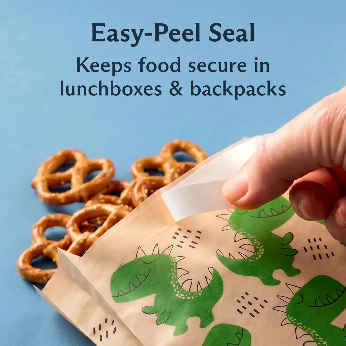 Stasher Recyclable Kraft Paper Sandwich Bags for Kids 50 ct Dino | Eco-Friendly, Reusable, Made in USA - view 3