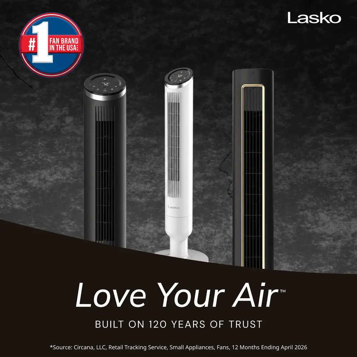 Lasko Apex 42" Oscillating Tower Fan | 6-Speed, Quiet 29 dBA, Remote, 90° Oscillation, 40ft Air Reach - view 2