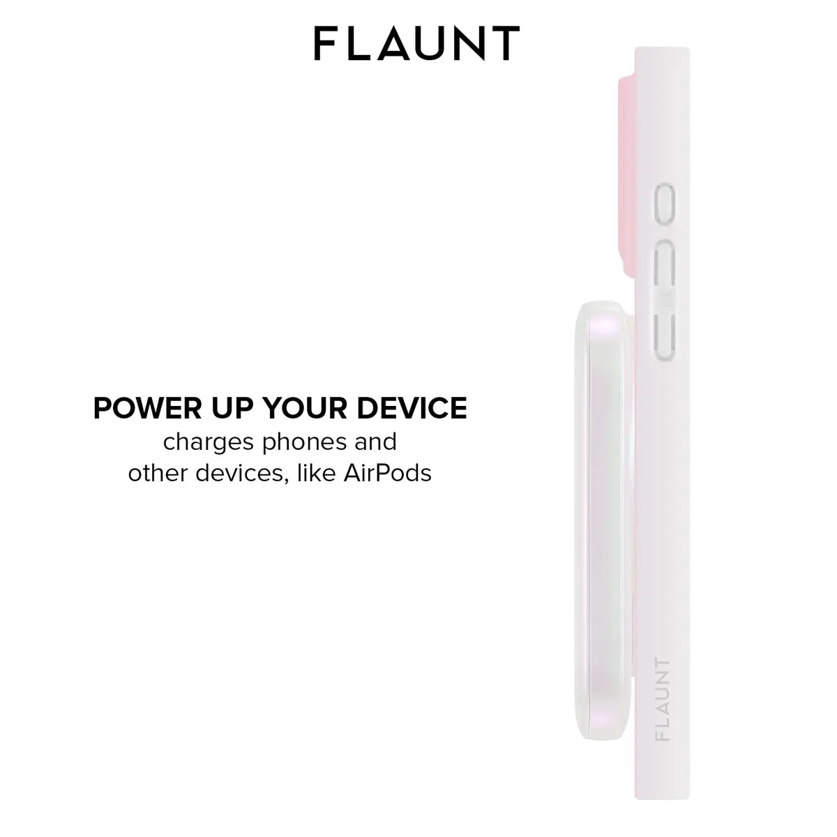 FLAUNT 5000mAh Wireless Battery Pack with USB-C Port - Iridescent Pearl | MagSafe Compatible, Slim & Stylish - view 5