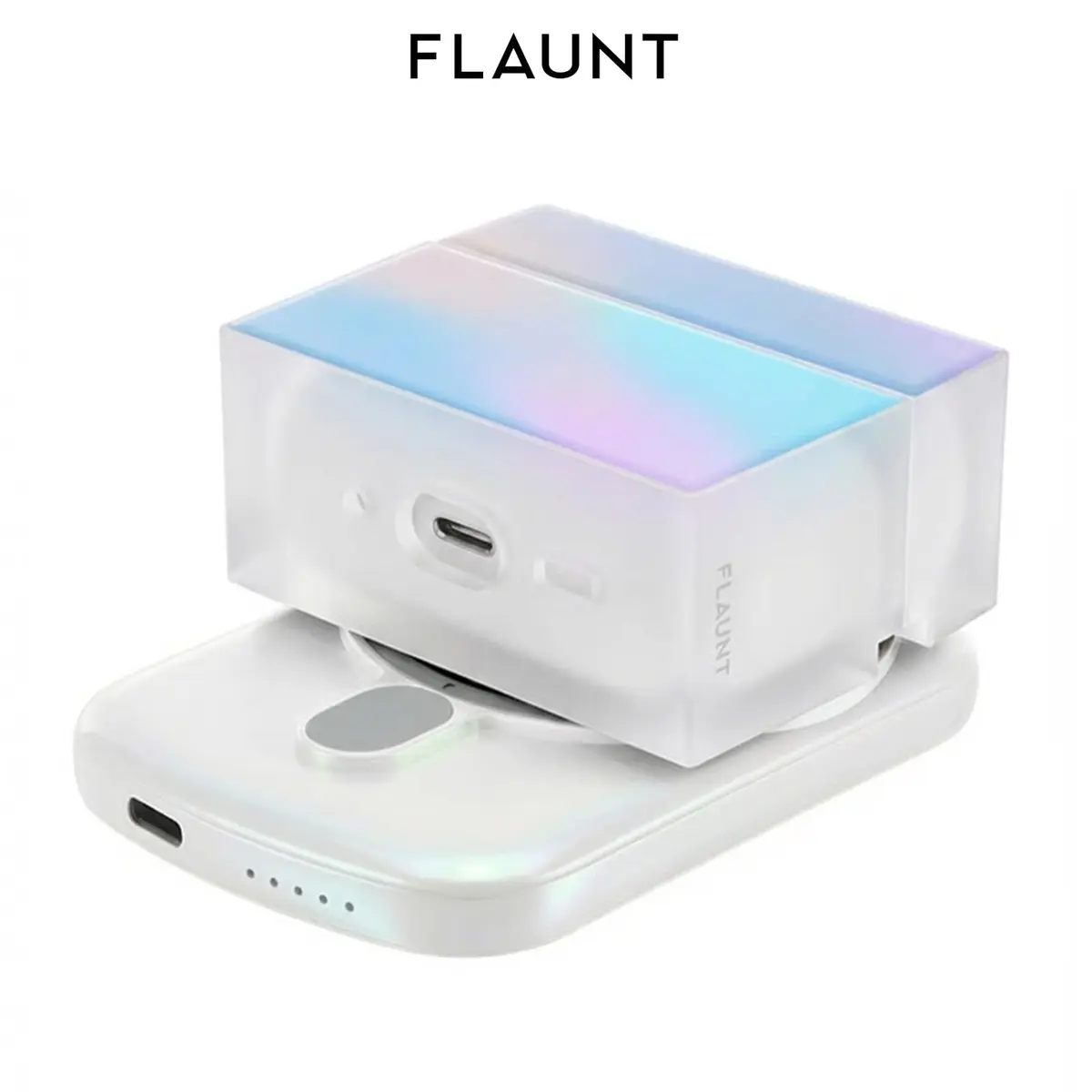 FLAUNT 5000mAh Wireless Battery Pack with USB-C Port - Iridescent Pearl | MagSafe Compatible, Slim & Stylish - view 7