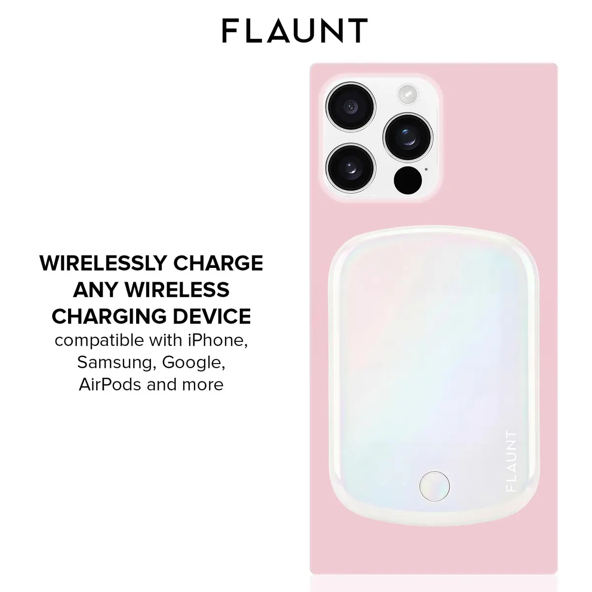 FLAUNT 5000mAh Wireless Battery Pack with USB-C Port - Iridescent Pearl | MagSafe Compatible, Slim & Stylish - view 4