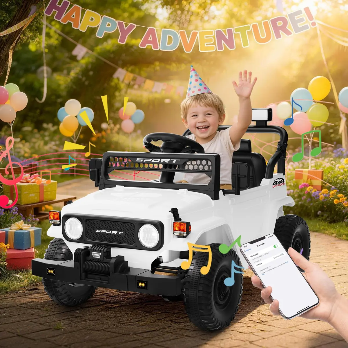 YunTopKids Kid Car 12V 7Ah Ride On Toy with Remote Control | White - view 7