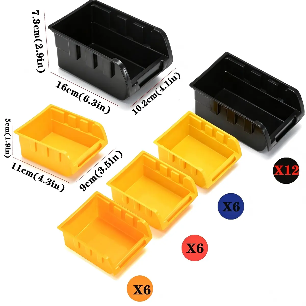 MULSAME Wall Mounted Storage Bins Parts Rack 25.2"*16.2" | Garage Organizer in 4 Colors - view 5