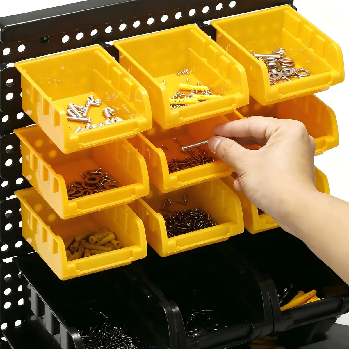MULSAME Wall Mounted Storage Bins Parts Rack 25.2"*16.2" | Garage Organizer in 4 Colors - view 3