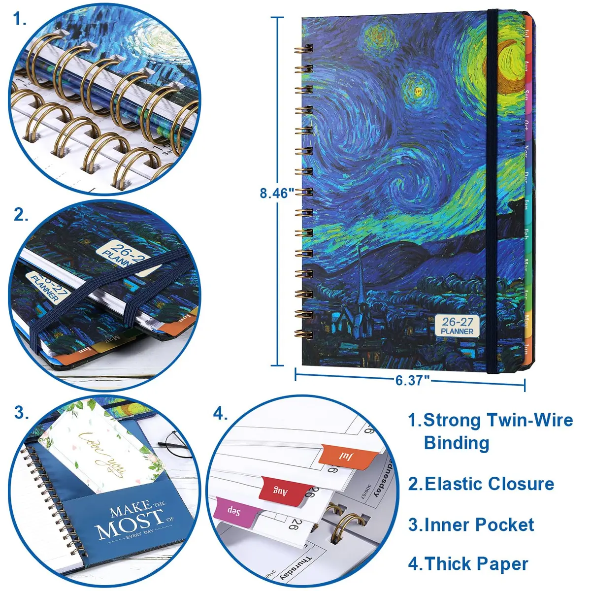 Indeme 2026-2027 Academic Planner Weekly & Monthly 6.4" x 8.5" (16.3 cm x 21.6 cm) | Hardcover Planner with Tabs & Elastic Closure - view 5