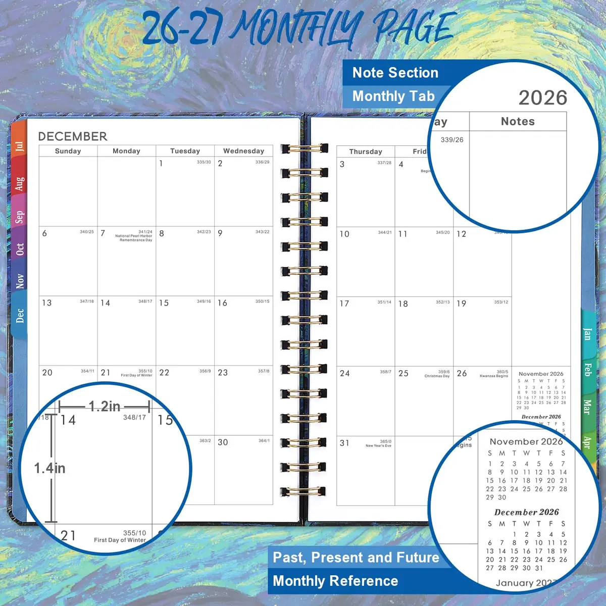 Indeme 2026-2027 Academic Planner Weekly & Monthly 6.4" x 8.5" (16.3 cm x 21.6 cm) | Hardcover Planner with Tabs & Elastic Closure - view 2