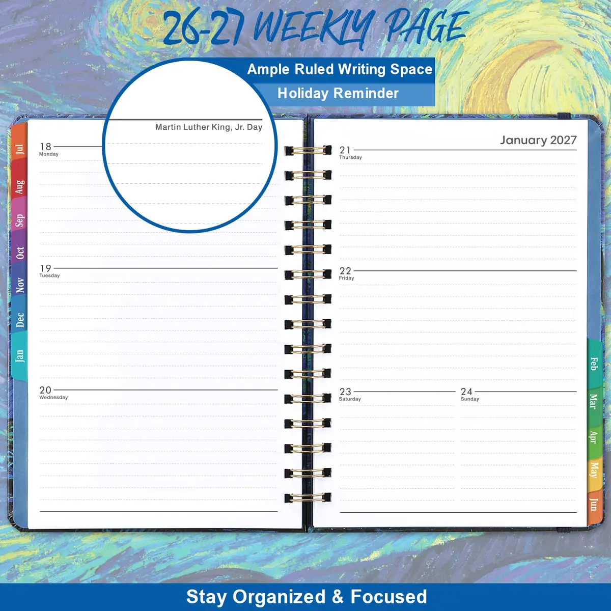Indeme 2026-2027 Academic Planner Weekly & Monthly 6.4" x 8.5" (16.3 cm x 21.6 cm) | Hardcover Planner with Tabs & Elastic Closure - view 3