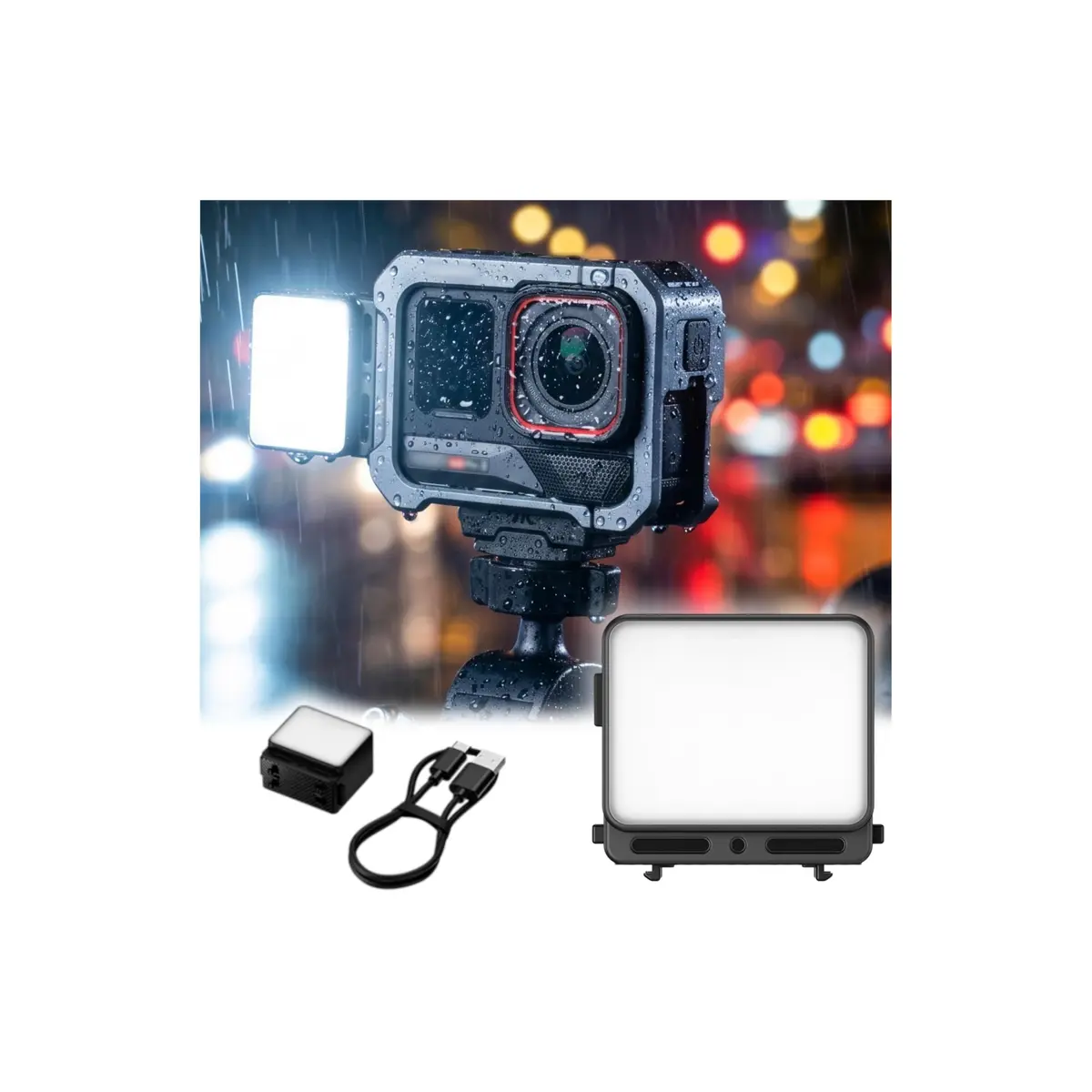 JJC Magnetic LED Light for Insta360 Ace Pro 2 | Waterproof, SOS Mode, Rechargeable, 20 LEDs, IPX5 - main product image