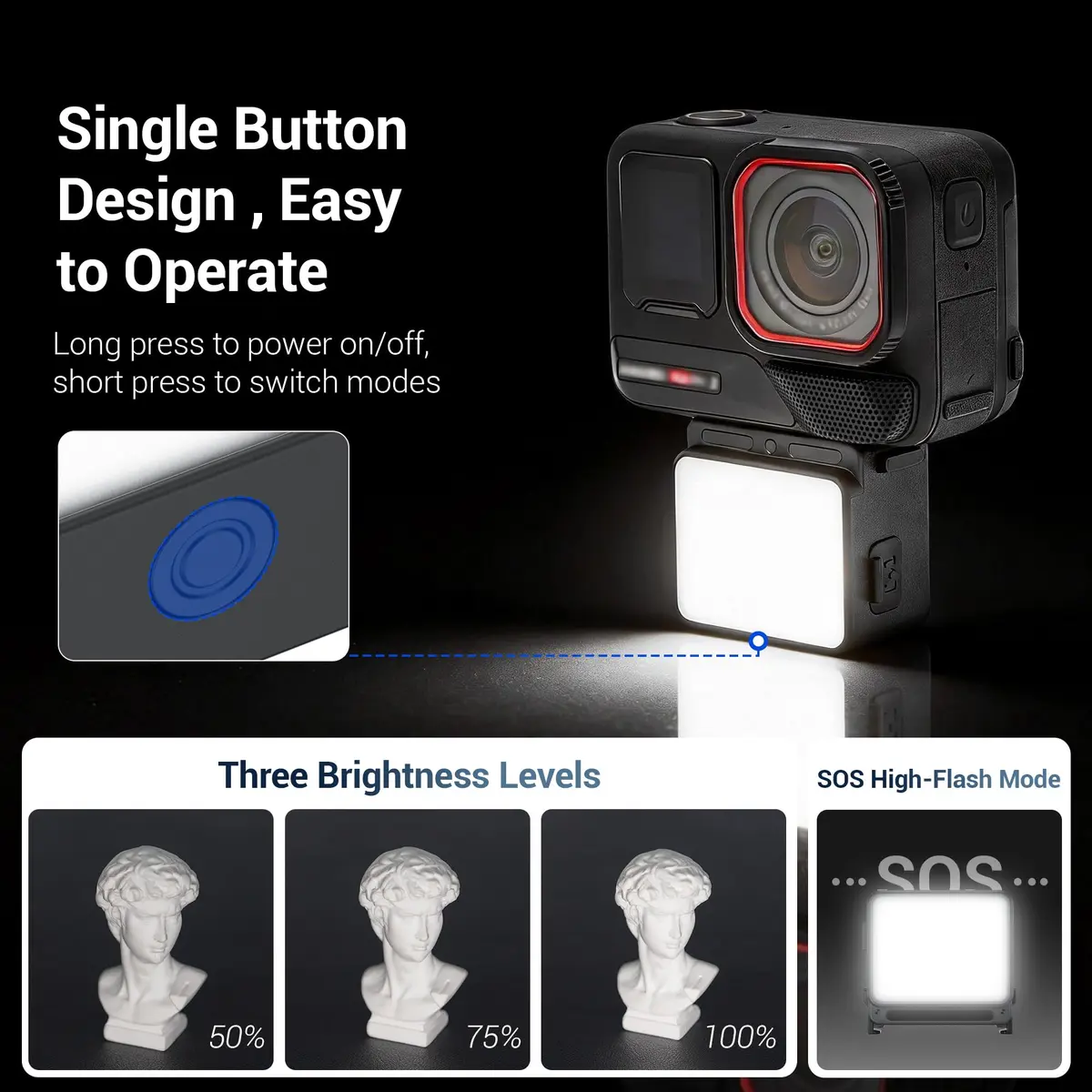 JJC Magnetic LED Light for Insta360 Ace Pro 2 | Waterproof, SOS Mode, Rechargeable, 20 LEDs, IPX5 - view 3