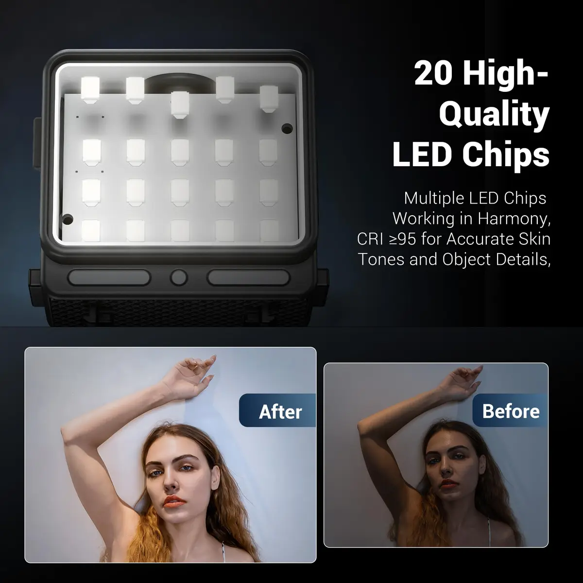 JJC Magnetic LED Light for Insta360 Ace Pro 2 | Waterproof, SOS Mode, Rechargeable, 20 LEDs, IPX5 - view 4