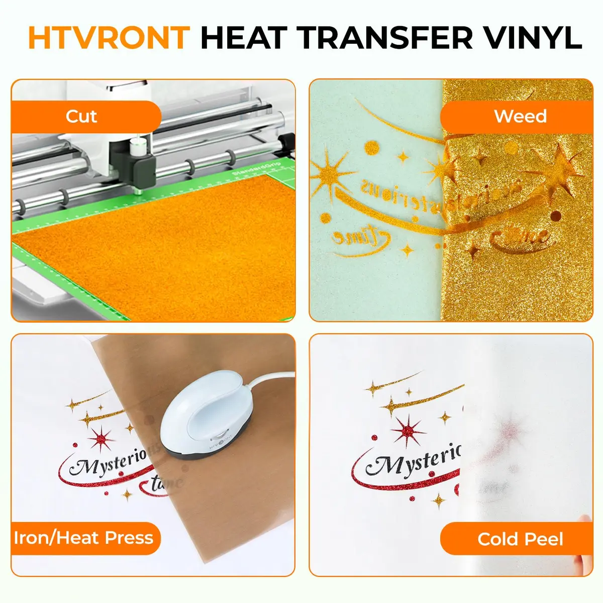 HTVRONT Heat Transfer Vinyl 35 Pack | 29 Colors + 5 Glitter Sheets, 12" x 10" | Durable & Easy Weeding - view 4