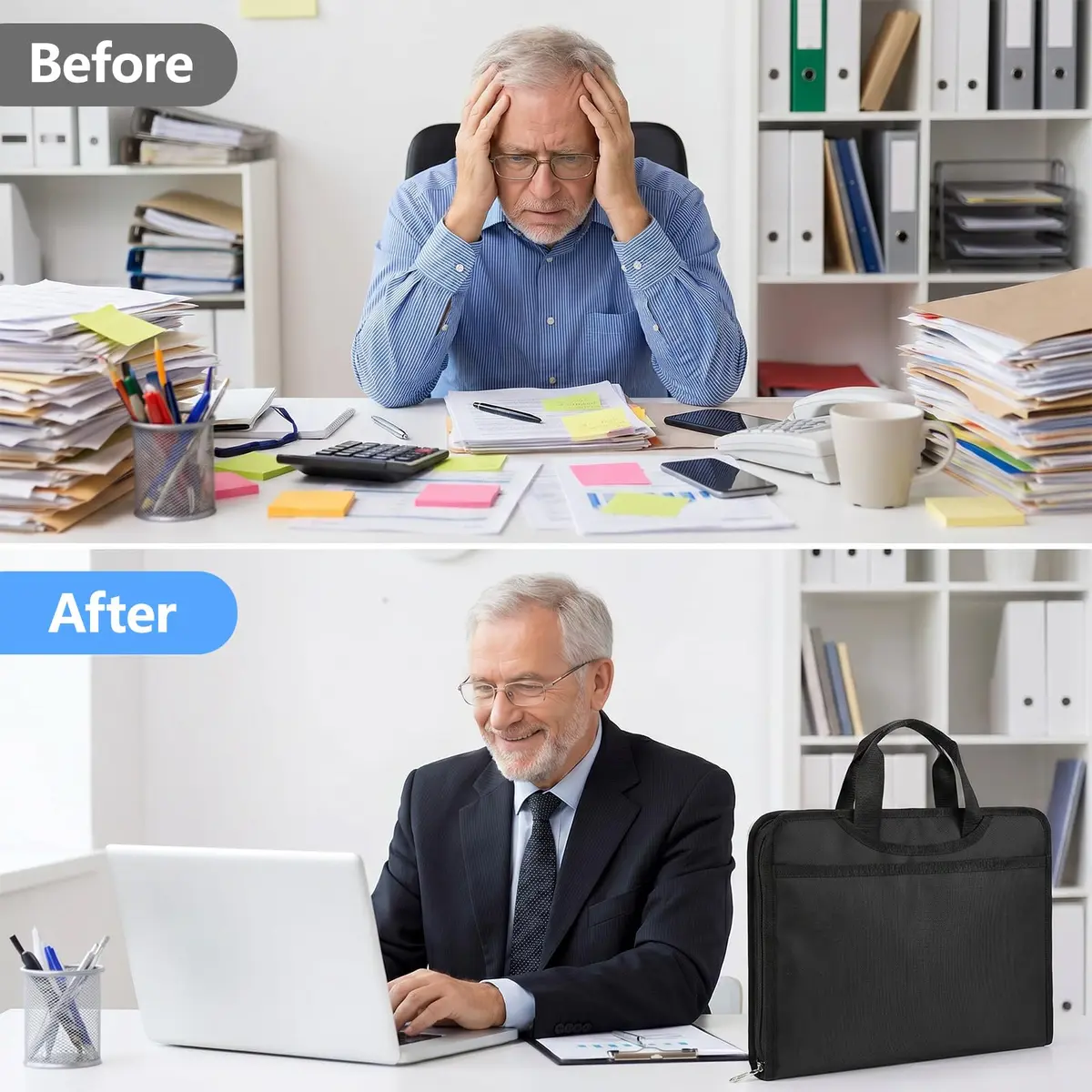 WRIYES Fireproof Accordion File Organizer Bag A4 13 Pockets Black | Fire-Resistant Document Storage - view 6