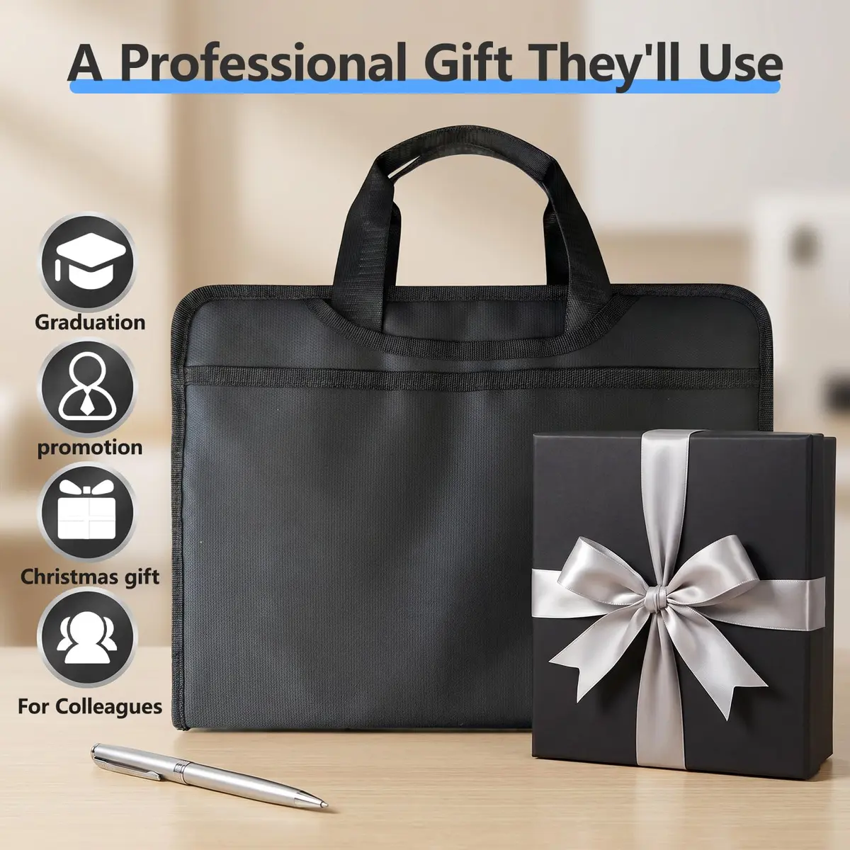 WRIYES Fireproof Accordion File Organizer Bag A4 13 Pockets Black | Fire-Resistant Document Storage - view 7