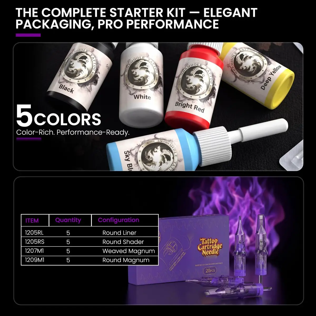 Wormhole Wireless Tattoo Gun Kit for Beginners with 1800mAh Battery & Blue Algae Cleanser (Red) - view 6