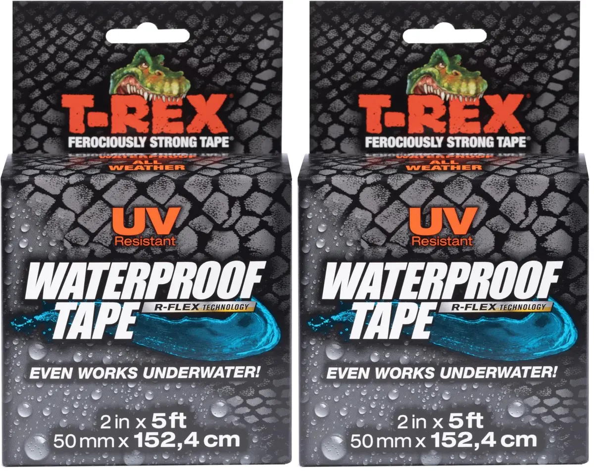 T-REX Heavy Duty Waterproof Repair Tape 2" x 5' (10 ft total) Black | Fixes Wet, Rough, Dirty Surfaces & Leaks - main product image