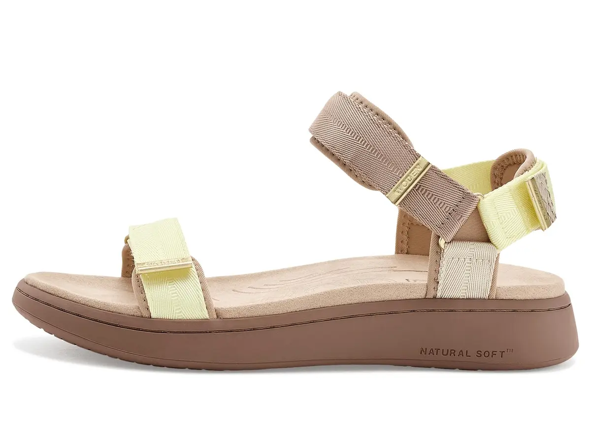 Woden Women's Line Sandals Taupe Multi 9 Medium | Recycled, Adjustable Velcro Straps (70-120 chars) - view 4
