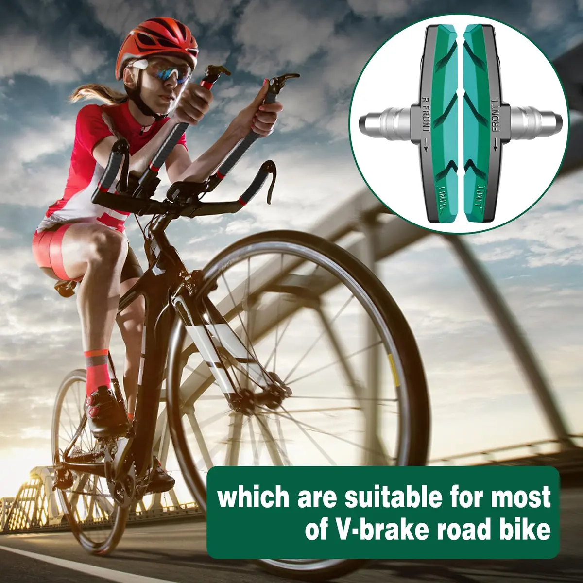 Alritz 6PCS V-Brake Pads Shoes for Mountain & Road Bike | Durable Rubber & Aluminum Alloy, All-Weather Performance - view 7