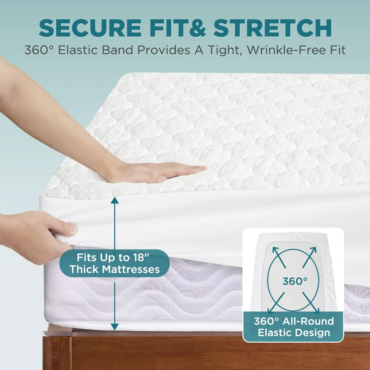 ZONAMA Vacuum Bags 5 Sided Waterproof Mattress Protector Queen Size | 360° All-Round Protection, Quilted Bamboo Rayon - view 6