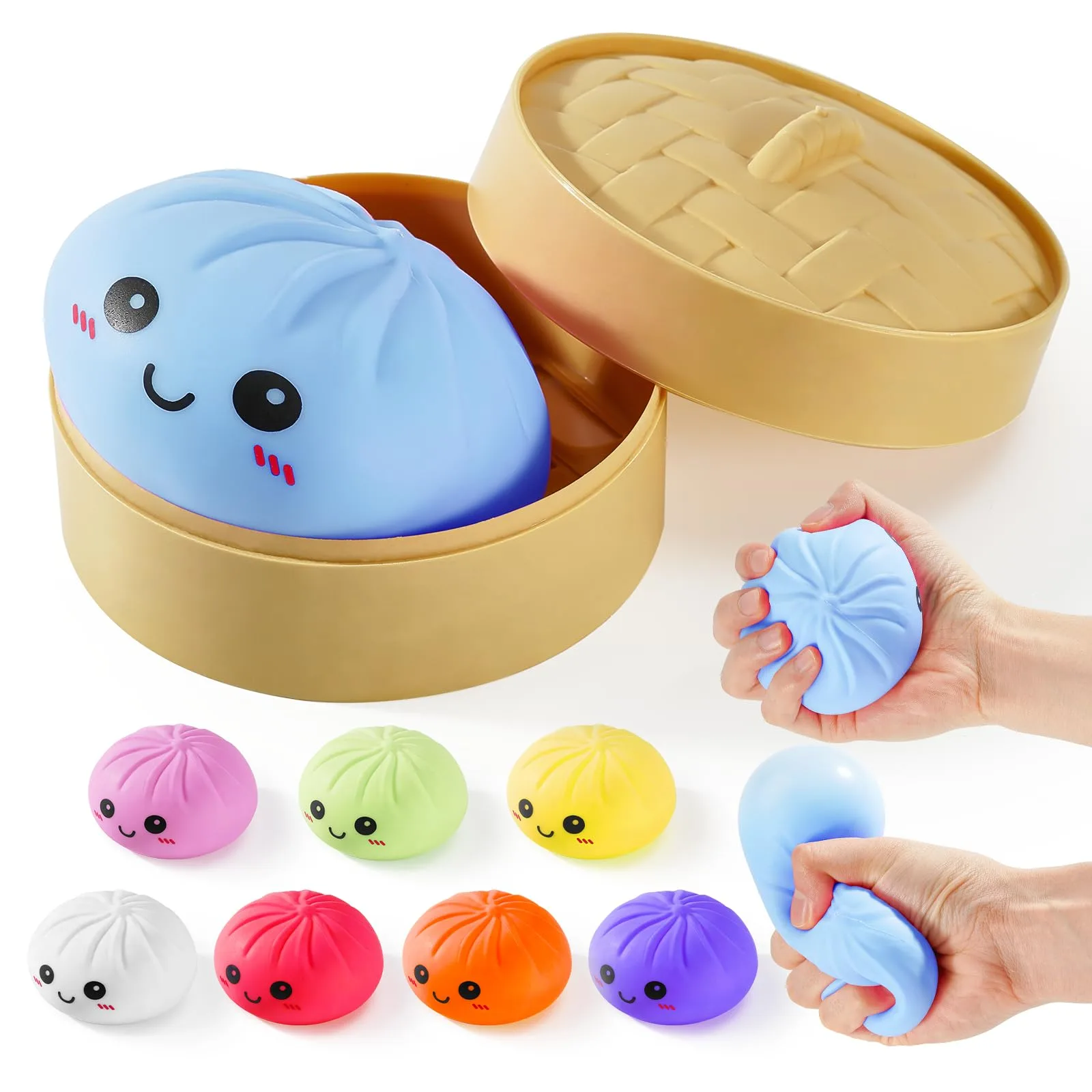 OPOM Giant Dumpling Squishy Toy, Mystery Box, Colorful Stress Balls for Kids & Adults (Blue) - main product image