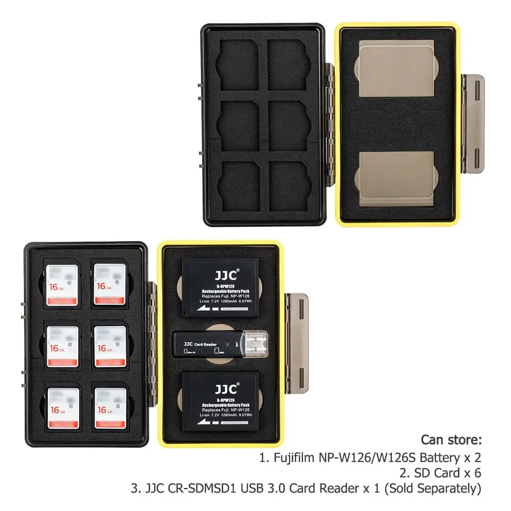 JJC Camera Battery & Memory Card Storage Case for Fuji NP-W126, X100F, X-T3 | Compact, Water-Resistant (70-120 chars) - view 4