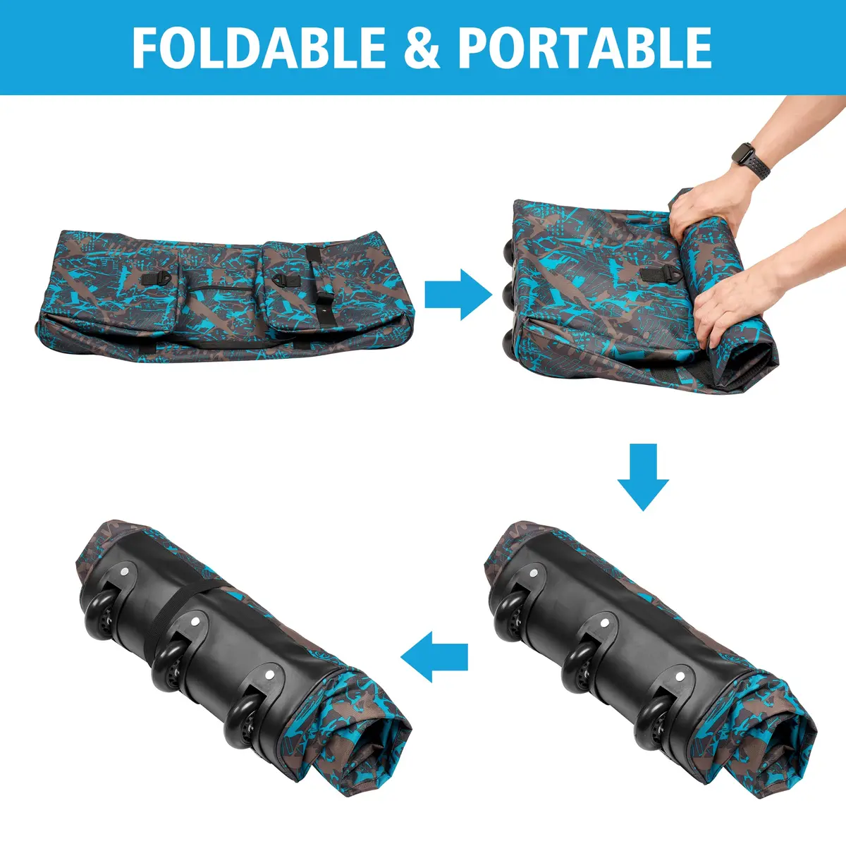 Finnhomy 120L Foldable Rolling Duffel Bag with 3 Wheels | Large Capacity Travel Duffel (Graffiti-blue, 32.3in) - view 4