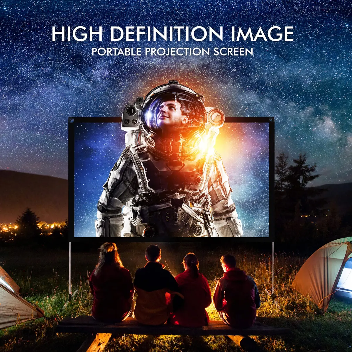 Pyle Projection Screen 120'' | Outdoor & Indoor Foldable HD Matte White - view 5