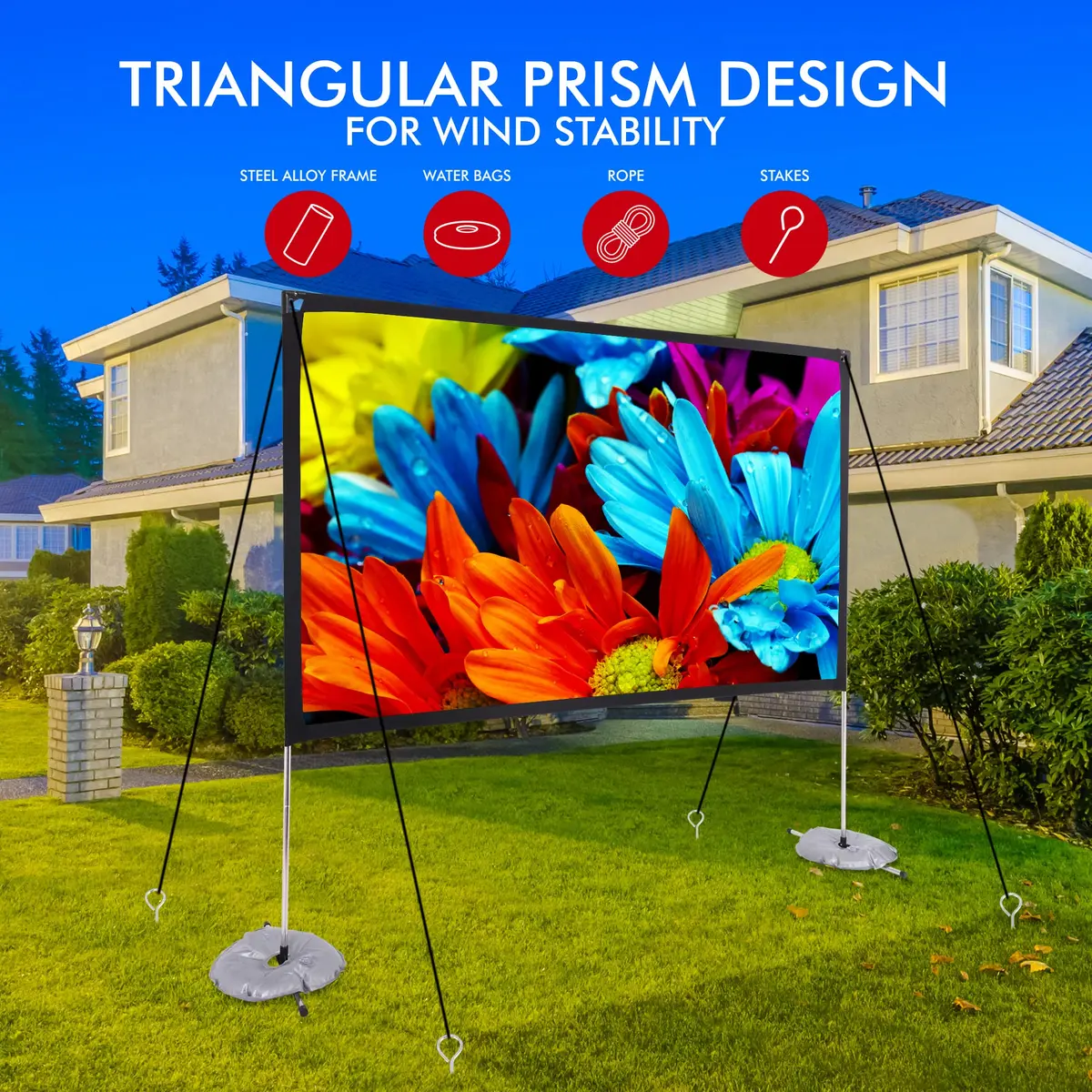 Pyle Projection Screen 120'' | Outdoor & Indoor Foldable HD Matte White - view 6