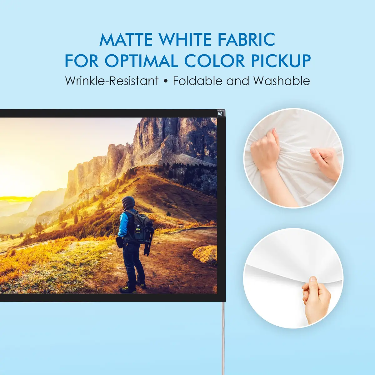 Pyle Projection Screen 120'' | Outdoor & Indoor Foldable HD Matte White - view 3