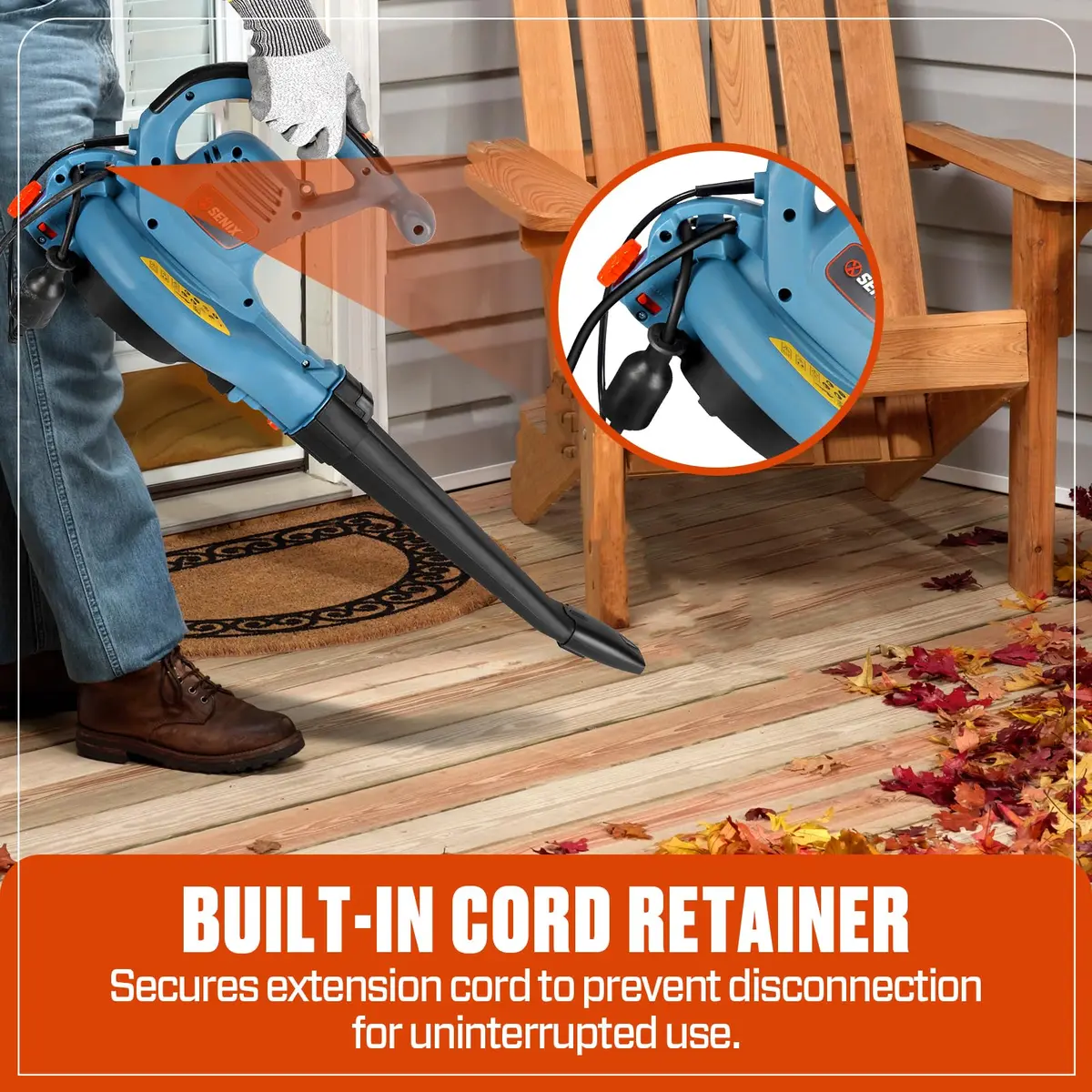 SENIX 3-in-1 Corded Leaf Blower, Leaf Vacuum & Mulcher, 420 CFM & 179 MPH | Versatile Garden Tool - view 5