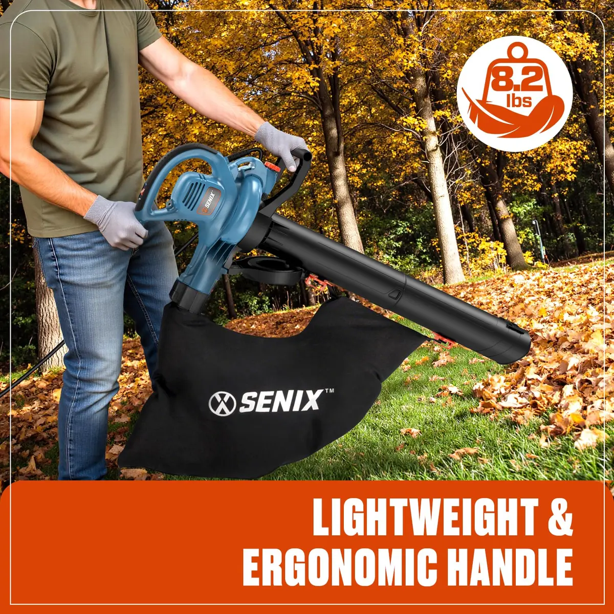 SENIX 3-in-1 Corded Leaf Blower, Leaf Vacuum & Mulcher, 420 CFM & 179 MPH | Versatile Garden Tool - view 6
