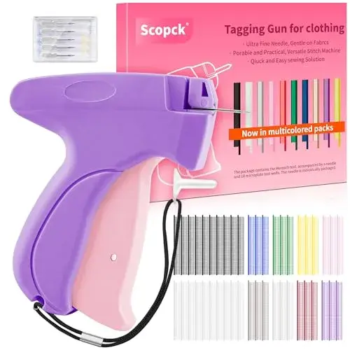 Scopck Handheld Stitch Gun for Clothes, Purple-Pink (Includes 6 Needles, 1800 Fasteners) - main product image