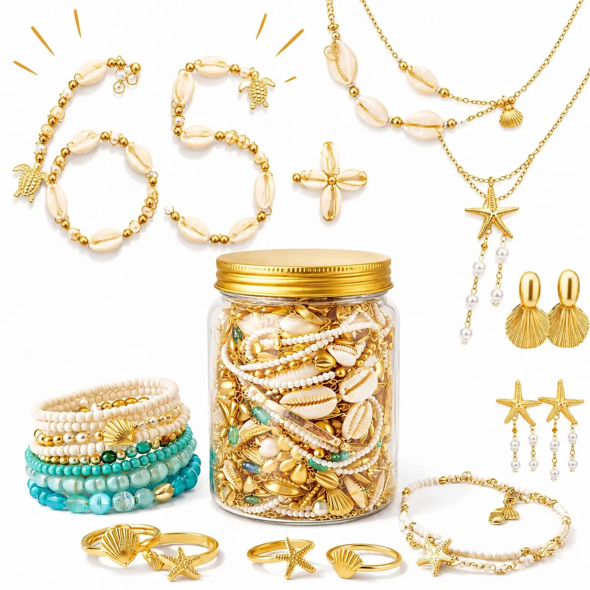 JYSO Mystery Jewelry Jar Bundle Gold Jewelry Set | 65+ Pieces - main product image