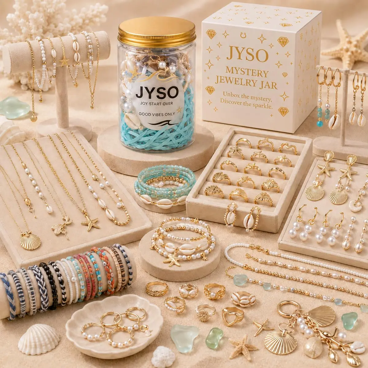 JYSO Mystery Jewelry Jar Bundle Gold Jewelry Set | 65+ Pieces - view 2