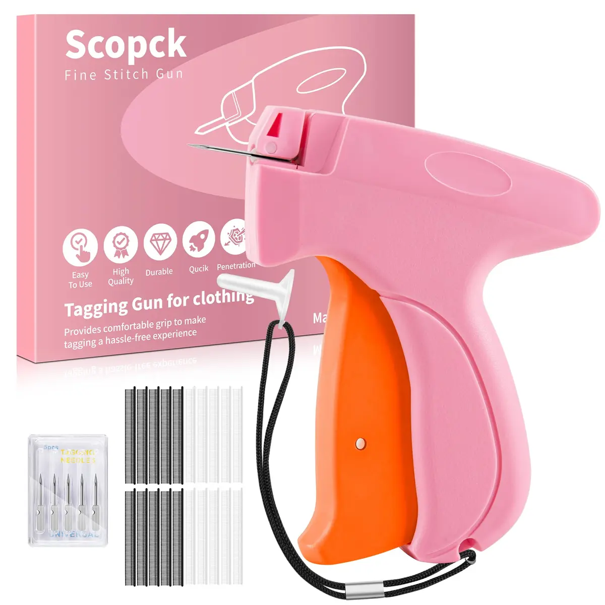 Scopck Handheld Stitch Gun for Clothes with 6 Needles & 4000 Fasteners | Quick Clothing Fixer - main product image
