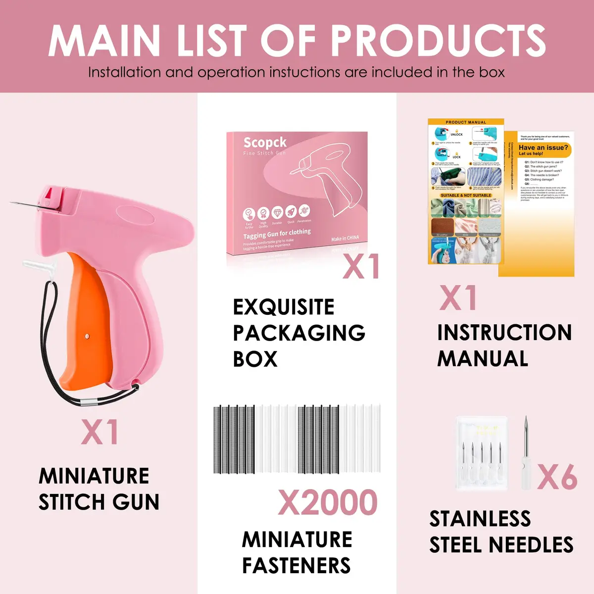 Scopck Handheld Stitch Gun for Clothes with 6 Needles & 4000 Fasteners | Quick Clothing Fixer - view 6