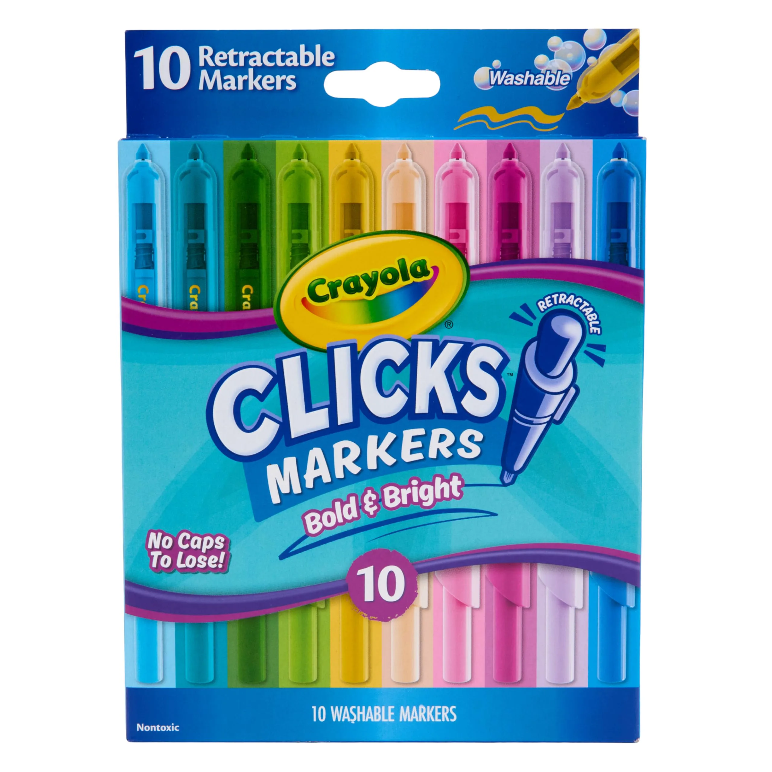 Crayola Clicks Retractable Markers Bold 10 Count | Non-Toxic Art Supplies for India - main product image