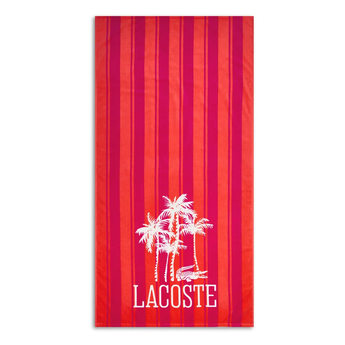 Lacoste 100% Cotton Oversized Beach Towel Palm Trees/Coral 183cm (72"L x 36"W) - main product image
