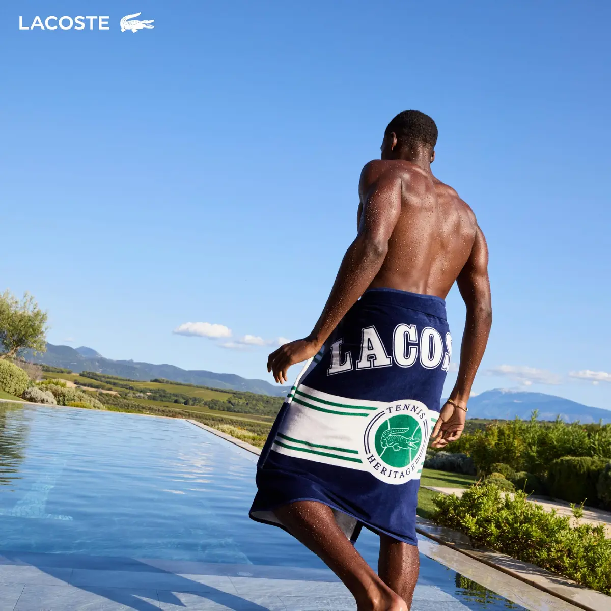 Lacoste 100% Cotton Oversized Beach Towel Palm Trees/Coral 183cm (72"L x 36"W) - view 6