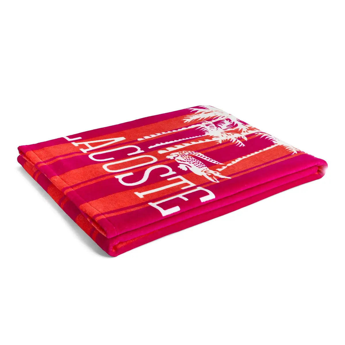 Lacoste 100% Cotton Oversized Beach Towel Palm Trees/Coral 183cm (72"L x 36"W) - view 3