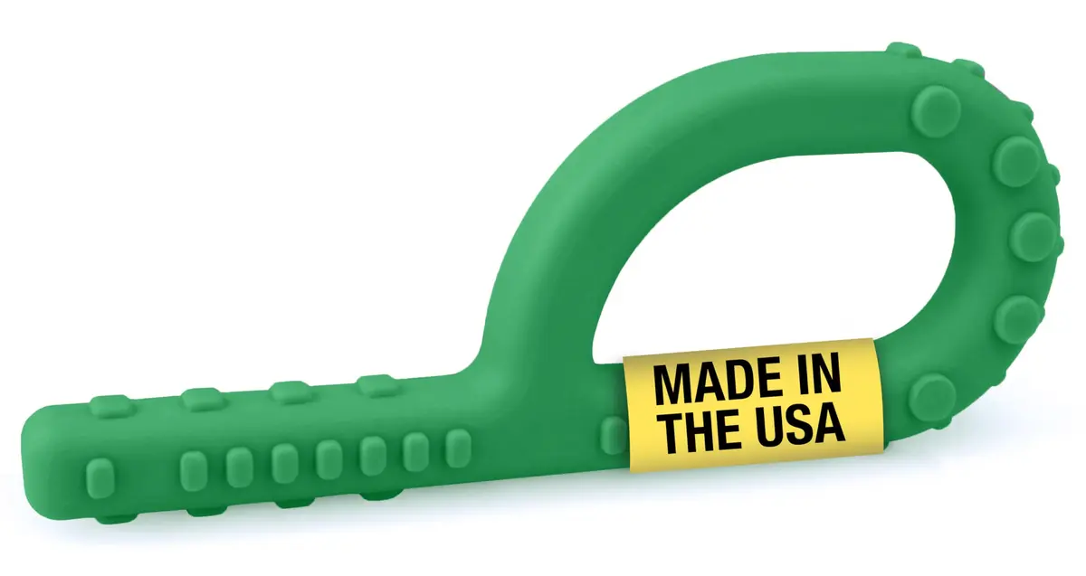 ARK Textured Grabber Sensory Chew XXT Very Firm Forest Green 12.9 cm (5.12" L x 1.92" W x 0.58" Th) | Oral Motor Therapy Tool for Autism, ADHD, SPD - main product image