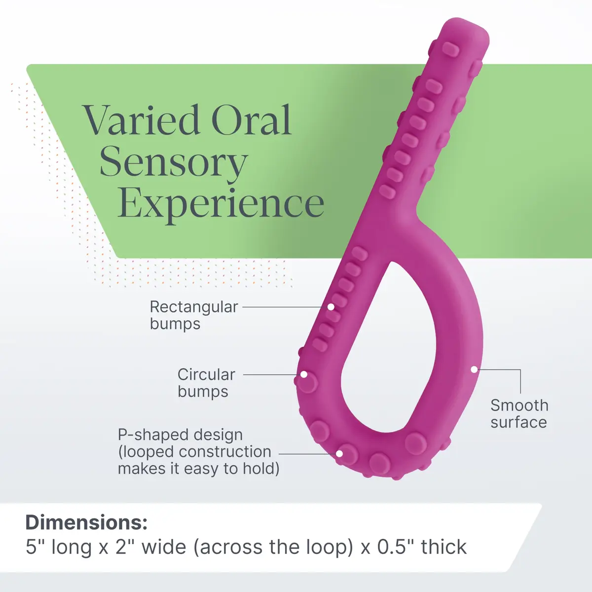 ARK Textured Grabber Sensory Chew XXT Very Firm Forest Green 12.9 cm (5.12" L x 1.92" W x 0.58" Th) | Oral Motor Therapy Tool for Autism, ADHD, SPD - view 2