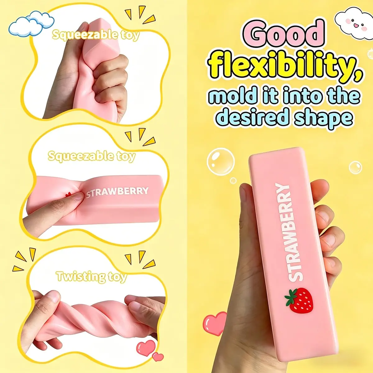 Generic Pink Butter Squeeze Stress Toy 14.5cm (5.71in) | Slow Rebound PU Toy for Kids - view 5
