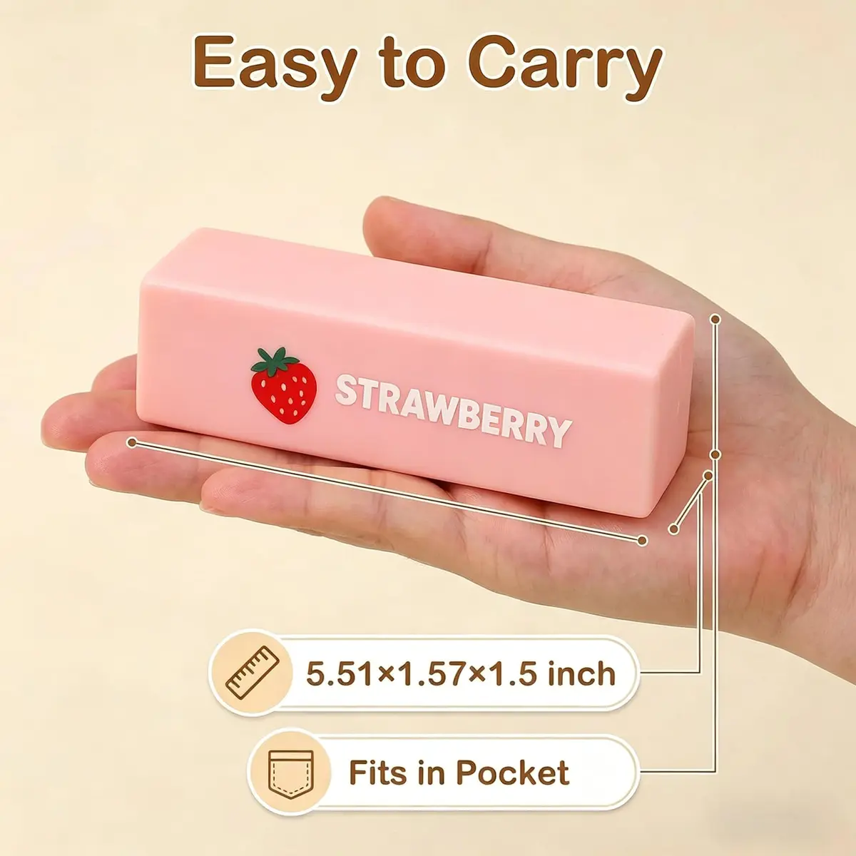 Generic Pink Butter Squeeze Stress Toy 14.5cm (5.71in) | Slow Rebound PU Toy for Kids - view 2