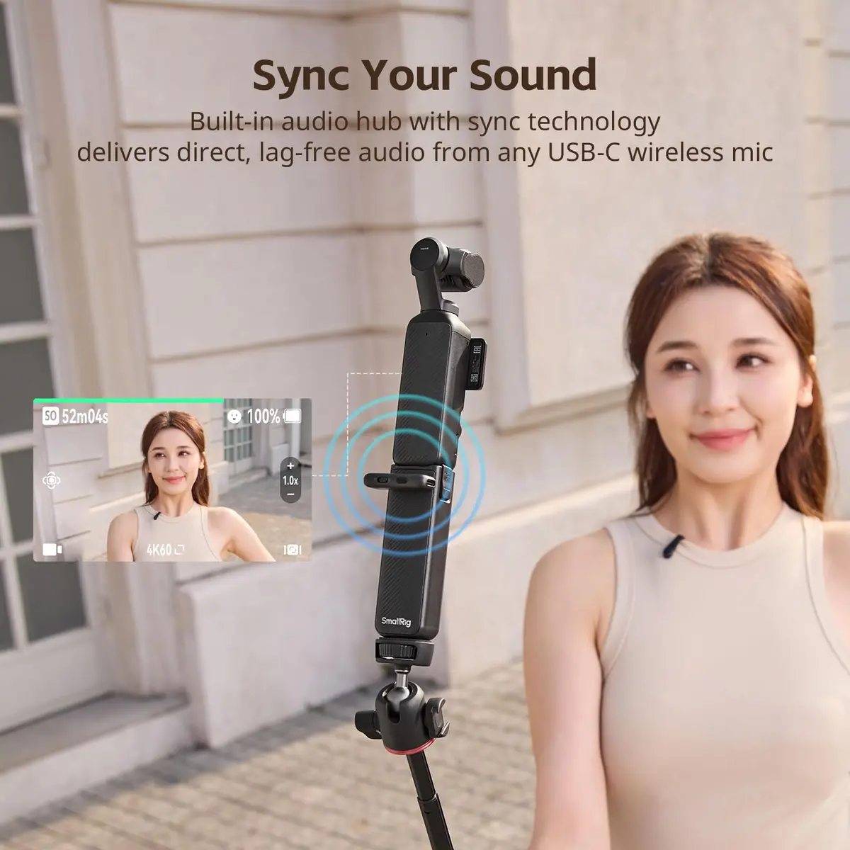 SmallRig Osmo Pocket 3/4/4 Pro Battery Handle 5000mAh with Wireless Mic Support & 1/4" Mount | 2.18x Extended Runtime - view 5