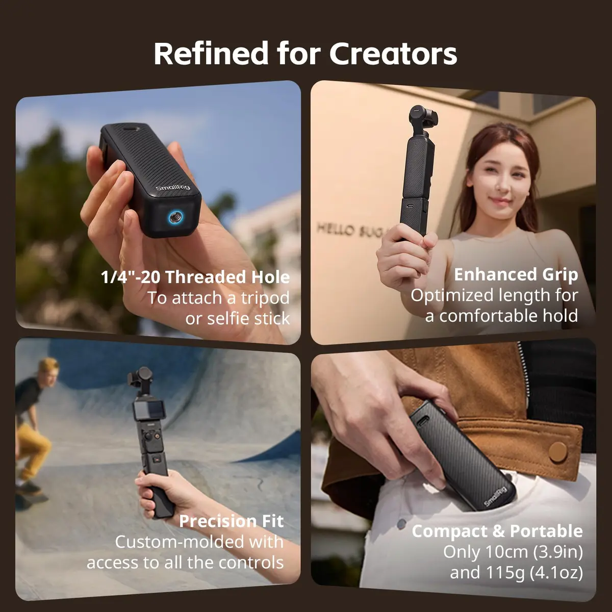 SmallRig Osmo Pocket 3/4/4 Pro Battery Handle 5000mAh with Wireless Mic Support & 1/4" Mount | 2.18x Extended Runtime - view 8