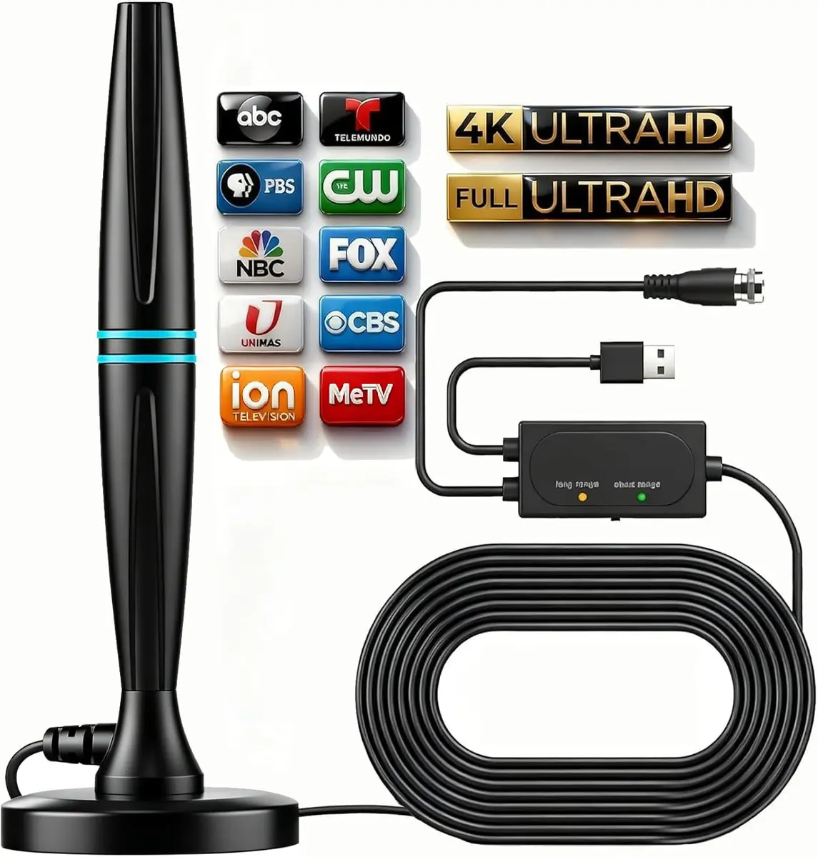 FGOTV TV Antenna for Smart TV Indoor | Supports 4K HD Local Channels with Signal Booster - main product image