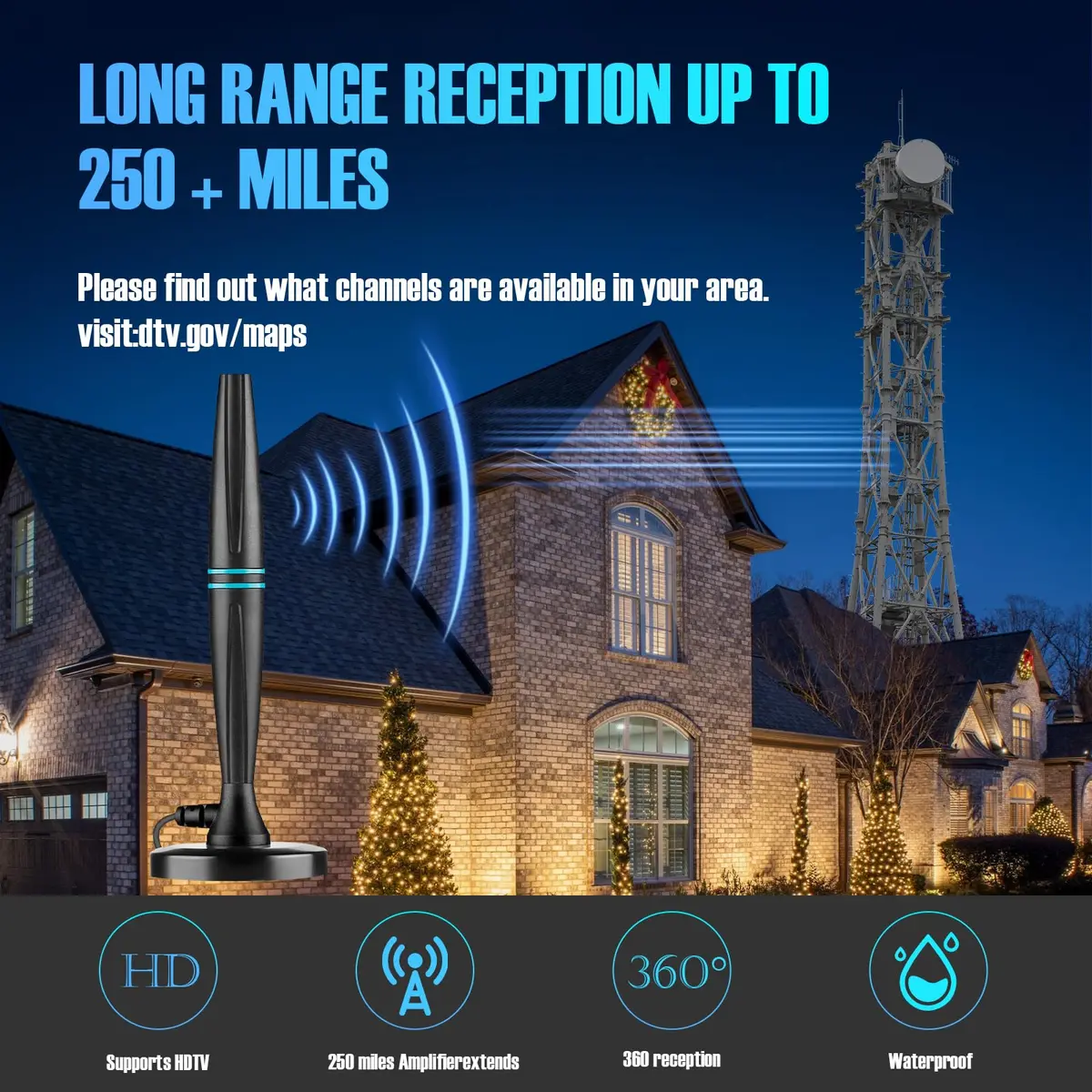 FGOTV TV Antenna for Smart TV Indoor | Supports 4K HD Local Channels with Signal Booster - view 5