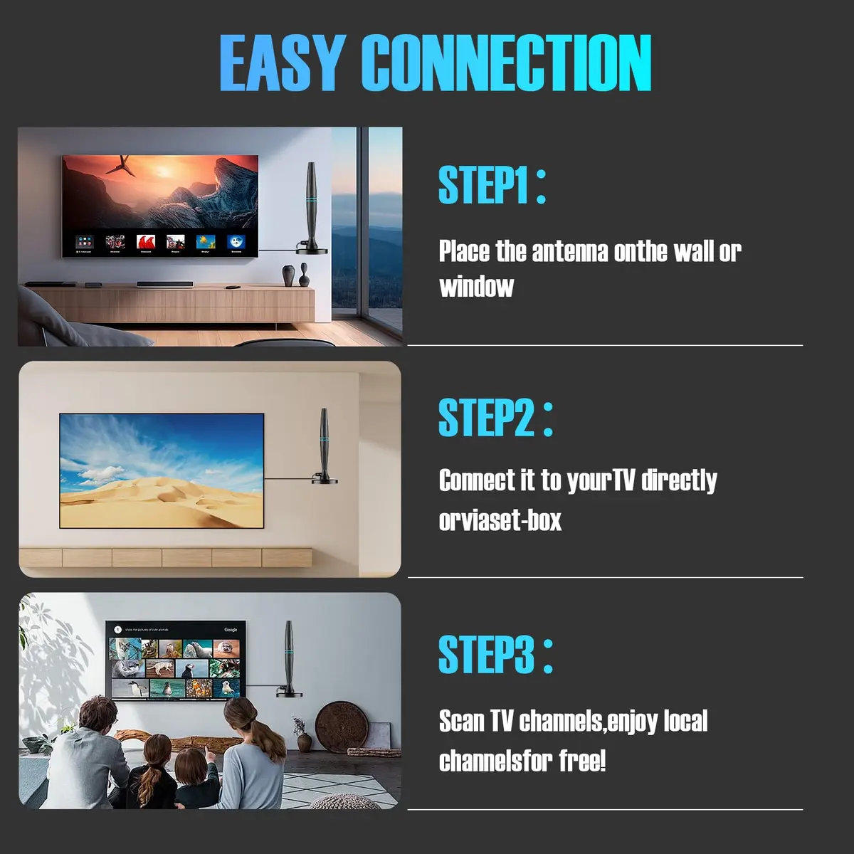 FGOTV TV Antenna for Smart TV Indoor | Supports 4K HD Local Channels with Signal Booster - view 6