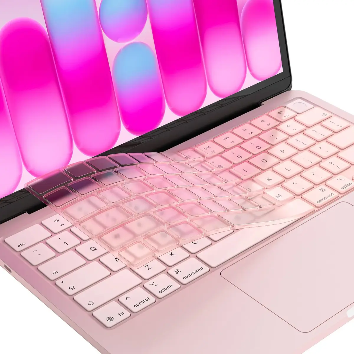 EooCoo Blush Clear TPU Keyboard Skin for MacBook Neo/Pro 13/14/15/16, Air 13/15, US Layout | Ultra-Thin & Washable - main product image