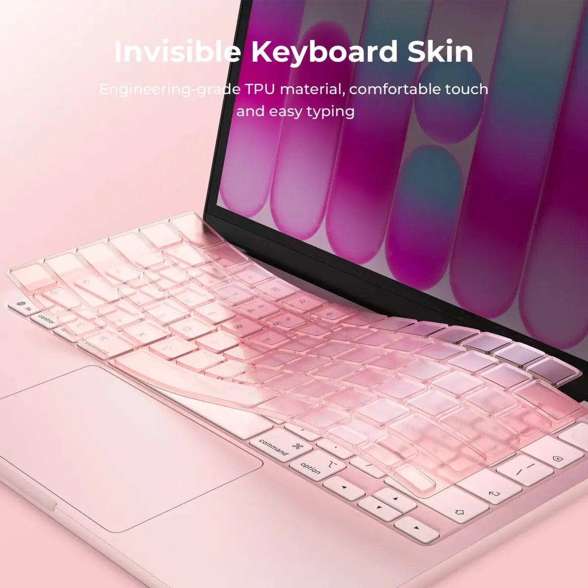 EooCoo Blush Clear TPU Keyboard Skin for MacBook Neo/Pro 13/14/15/16, Air 13/15, US Layout | Ultra-Thin & Washable - view 7